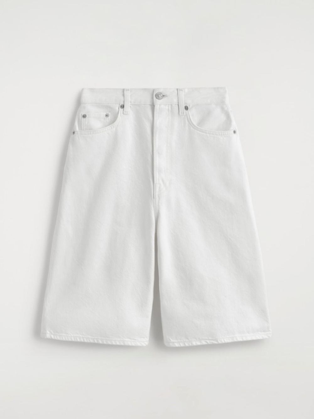 COS White Knee-Length Denim Bermuda Shorts